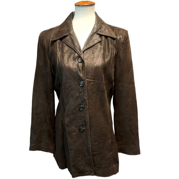 Jim & Mary Lou’s Womens’s Dark Chocolate Brown Leather Jacket - Picture 4 of 11